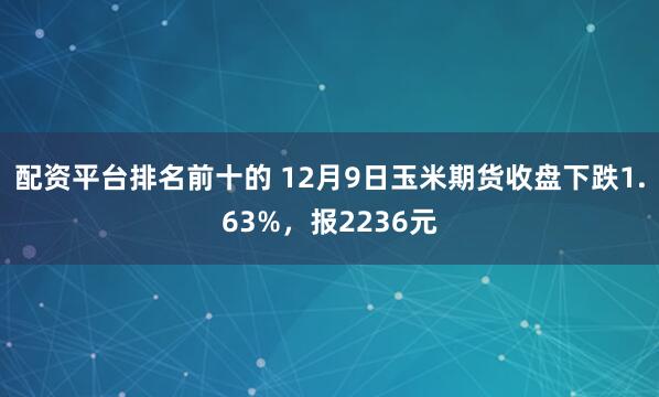 配资平台排名前十的 12月9日玉米期货收盘下跌1.63%，报2236元